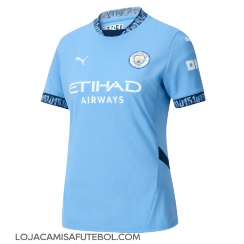 Camisa de Futebol Manchester City Equipamento Principal Mulheres 2024-25 Manga Curta